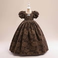 thumbnail image 1 of XZNGL Toddler Girls Puff Sleeve Flower Bow Ruffles Birthday Party Gown Long Dresses, 1 of 1