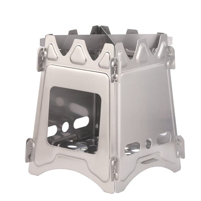Camping Stove Wood, Mini Light Outdoor Stainless Steel Folding Firewood Stove Portable Field Hiking Mini Stove Splicing Camping Stove Portable Camping Stove