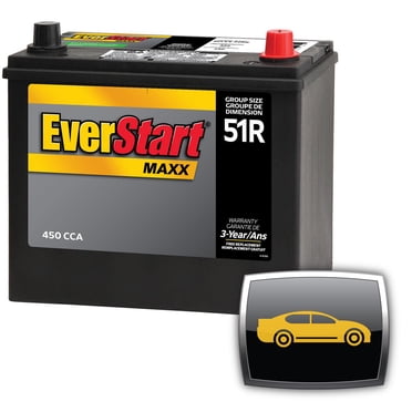 EverStart Auto MAXX-51RN, 12 Volt, Car Battery, Group Size 51R, 450 CCA