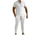 thumbnail image 1 of Birdeem Ensemble de Sport Décontracté pour Hommes, Mode, Col Rabattu, Manches Courtes, Pantalon, Deux Pièces, 1 of 11