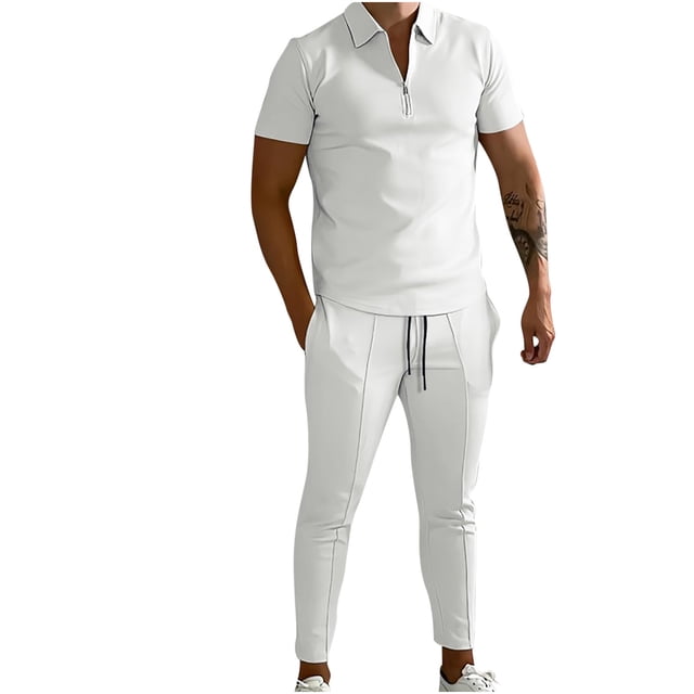 Birdeem Ensemble de Sport Décontracté pour Hommes, Mode, Col Rabattu, Manches Courtes, Pantalon, Deux Pièces