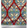 thumbnail image 1 of Tissu de Coton Imprimé Damassé Floral & Ogee par la Cour 56 Pouces de Large, 1 of 1