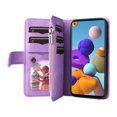 thumbnail image 4 of Compatible avec Samsung Galaxy A21S Étui Portefeuille avec Fentes pour Cartes en Cuir PU Fermeture Éclair Folio Rabattable, 4 of 5