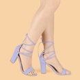 thumbnail image 2 of BLISSFUL STEP Sandales pour Femmes Unies d'Été à Talons Blocs à Lacets Violettes 8, 2 of 6