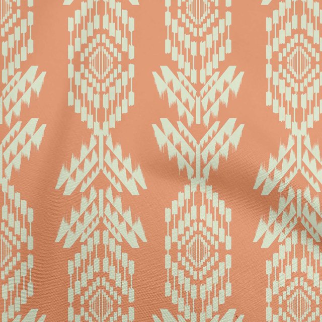 oneOone Rayon Dark Peach Fabric Aztech Sewing Craft Projects Fabric Prints By Yard 56 Inch Wide