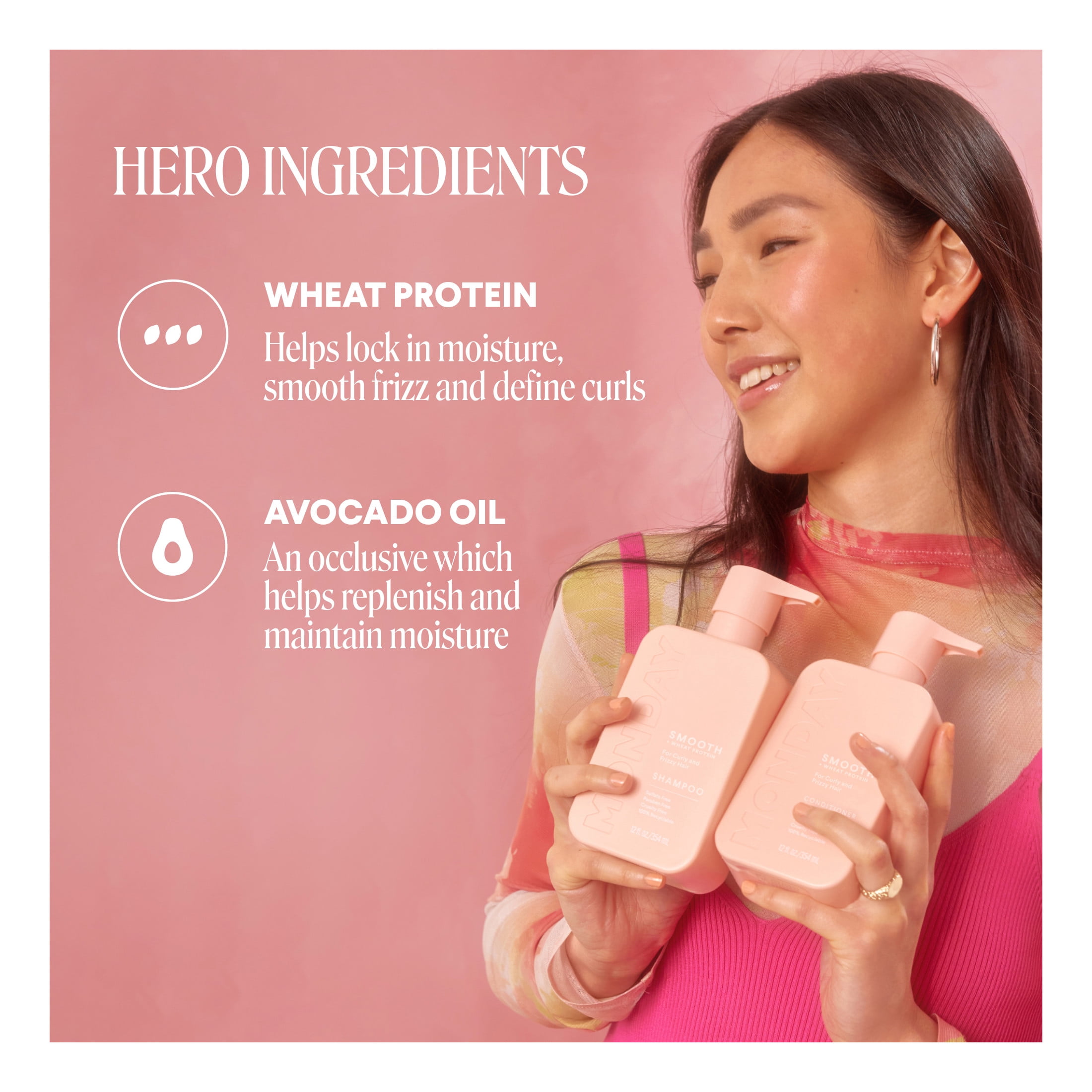 MONDAY Haircare Revitalisant Lissant avec Protéines de Blé, Huile de Noix de Coco & Huile d'Avocat pour Cheveux Sujets aux Frisottis
