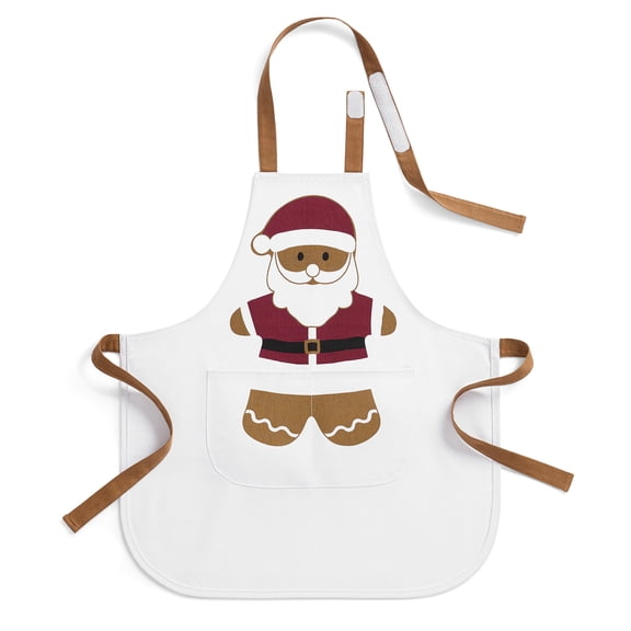 Holiday Time Cranberry Spice Kids Collection Gingerbread Santa Kids Apron, Red, One Size
