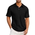thumbnail image 1 of T-shirt à Manches Courtes pour Hommes avec Poche et Col Rabattu, Mélange Uni Coton-Polyester, Coupe Décontractée, Vert Militaire, Taille TTTG, 1 of 6