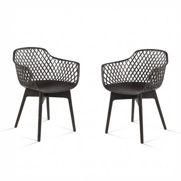 Aoodor Chaises de Salle à Manger Modernes, Ensemble de 2, Chaises de Café en Plastique Résistantes aux Intempéries avec Dossier Ergonomique et Coussinet Antidérapant, Convenant au Patio, au Restaurant, à la Cour, à la Véranda, au Balcon, Brun
