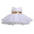 thumbnail image 1 of Robes de Princesse à Paillettes pour Filles Sans Manches Dos Ajouré Grand Nœud Robe Tutu en Tulle, 1 of 6