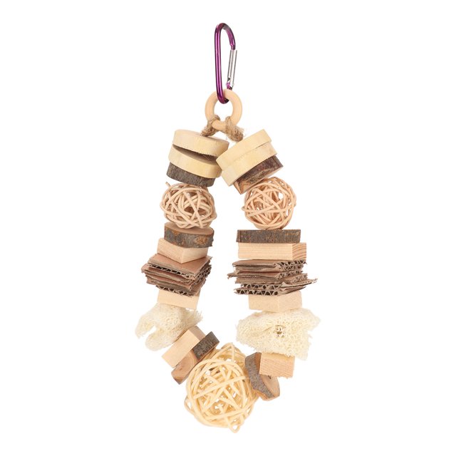 Bite Toys, Easy Installation Exercise Beaks Funny Cardboard Wood Block Hanging Chewing Toys Wooden Rattan Balls For Cockatiel