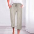 thumbnail image 2 of Women Fashion High Waisted Wide Leg Pants Drawstring Elastic Trousers Comfy Straight Leg Long Pants With Pockets, 2 of 3