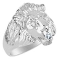 thumbnail image 3 of RYLOS Rings Sterling Silver Lion Head Ring Diamonds in Eyes & Gemstone Mouth Fun Designer Rings Blue Topaz Jewelry Size 10, 3 of 7