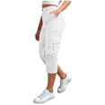 thumbnail image 1 of Mifsaly Pantalon Cargo Court Grande Taille pour Femmes, Capris Utilitaires Taille Haute avec Multiples Poches, Décontracté d'Été, Léger, Pantalon de Randonnée Extérieur, 1 of 7