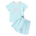 thumbnail image 3 of Ensemble de Sommeil d'Été pour Filles Style Coréen, Confortable, à Rayures, Manches Courtes, Deux Pièces, pour Usage Quotidien et Activités Extérieures, 3 of 3
