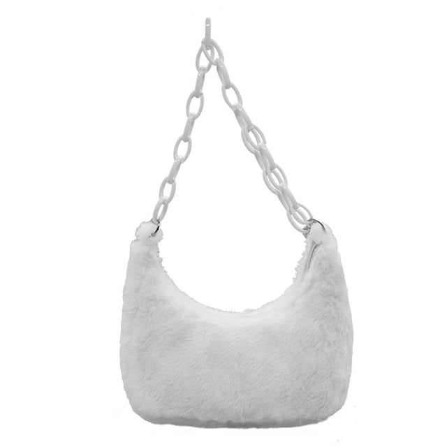 Fashion Women Hobos Shoulder Underarm Bag Autumn Winter Plush Pure Color Handbag
