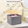 thumbnail image 2 of s Storage Bins with Bamboo Plastic Storage Containers with Stackable Storage Box：Storage Baskets for Organizing Desktop Closet Playroom Classroom Office (), 2 of 7