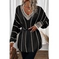 thumbnail image 4 of FOLUNSI Chandail Chic à Rayures - Tricot Doux, Noir et Blanc, Coupe Décontractée, 4 of 6