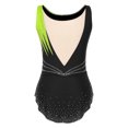 thumbnail image 4 of RUNQHUI Dames Strass Justaucorps de Gymnastique Rythmique Sans Manches Ballet Justaucorps Patinage Artistique Jaune Fluorescent S, 4 of 7