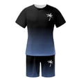 thumbnail image 2 of Men's Summer Tracksuit Plus Size Short Sleeve O Neck Athletic Suit Casual Color Block Waist Tracksuit Set, 2 of 4
