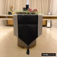 thumbnail image 2 of Le chemin de table noir décoratif HomeCentric 14 '' x 72 '' Patchwork faux cuir avec glands, 2 of 10