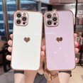 thumbnail image 2 of For iPhone Case,Cute Glitter Plating Loving Heart Pattern Side Print Design for Girls Women,Luxurly Screen Camera Protection Shockproof Soft Bumper Silicone Cover, 2 of 6
