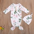 thumbnail image 3 of Xingqing 2PCS Newborn Infant Baby O-Neck Floral Cartoon Print Sleeping Pocket Round Hat, 3 of 8