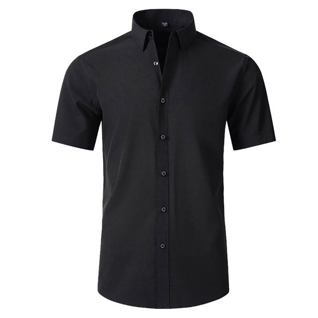 Men's Short Sleeve Performance Dress Shirt - 4 Way Stretch Wrinkle Free Casual Button Down