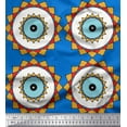 thumbnail image 1 of Soimoi Blue Velvet Fabric Marigold Geometric Decor Fabric Printed Yard 58 Inch Wide, 1 of 5