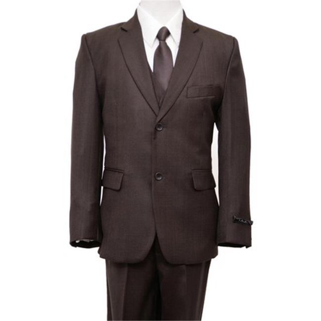 2 Button Front Closure Interior Pick Stitching Boys Suits Brown - 5