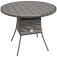 thumbnail image 1 of Outsunny 35.4" Outdoor Wicker Dining Table, PE Rattan Patio Furniture Grey, 1 of 10