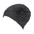 thumbnail image 3 of Abbracc For Ladies Solid Elastic Flower Hat Turban Chemo Cancer Hair Loss Cap Head Wrap dark grey, 3 of 9