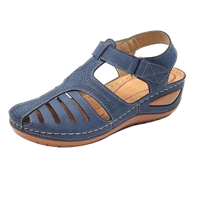 CEHVOM Soft Leather Closed Toe Vintage Anti-Slip Sandals For Women High-quality