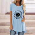 thumbnail image 4 of Pxiakgy Vente Chaude!! T-Shirt Graphique Tournesol Mignon à Manches Courtes Imprimé Vintage Mode Décontractée Col Rond Manches Courtes devant Long Dos T-Shirt Bleu Clair S, 4 of 4