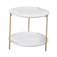 thumbnail image 3 of Abbracc Table d'Appoint de Canapé de Luxe Léger Table de Bout en Marbre Déco Petit Appartement Double Couche Blanc Rond, 3 of 9