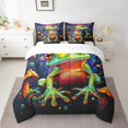 thumbnail image 2 of YST Colorful Frog Comforter Set Queen 7 Piece Mushroom Frog Bed in a Bag Trippy Room Decor,Rustic Country Cartoon Animal Bedding Set with 2 Sheets,2 Pillowcases,2 Throw Pillow Covers, 2 of 5