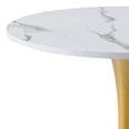 thumbnail image 5 of CorLiving Ivo Modern Round Melamine and Iron Pedestal Indoor Dining Table with Gold Base, 5 of 5