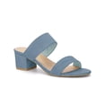thumbnail image 1 of BLISSFUL STEP Women's Shoes Dual Straps Mid Block Heel Slide Sandals Haze Blue 7, 1 of 8