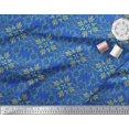 thumbnail image 2 of Soimoi Blue Heavy Satin Fabric Moroccan Damask Print Sewing Fabric Yard 54 Inch Wide, 2 of 3