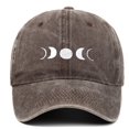thumbnail image 2 of HNMKIU Moon Embroidery Distressed Washed Baseball Cap Classic Unstructured Low Profile Dad Hat for Daily Use Baseball Hats 03_Coffee,One Size, 2 of 3