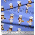 thumbnail image 2 of Soimoi Cotton Cambric Fabric Cook Girl Printed Fabric 1 Yard 56 Inch Wide, 2 of 3