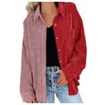 thumbnail image 4 of CEHVOM Femmes Poches Boutons Manches Longues Tops Outwear Pachwork Tour-vers le Bas Col Veste Manteau, 4 of 8
