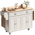 thumbnail image 1 of HOMCOM Kitchen Island with Storage, Kitchen Island with Drop Leaf, Cream, 1 of 10