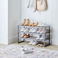 thumbnail image 4 of Mainstays 3-Tier Stackable Shoe Rack, Gray, Holds up to 12 Pairs, 4 of 9