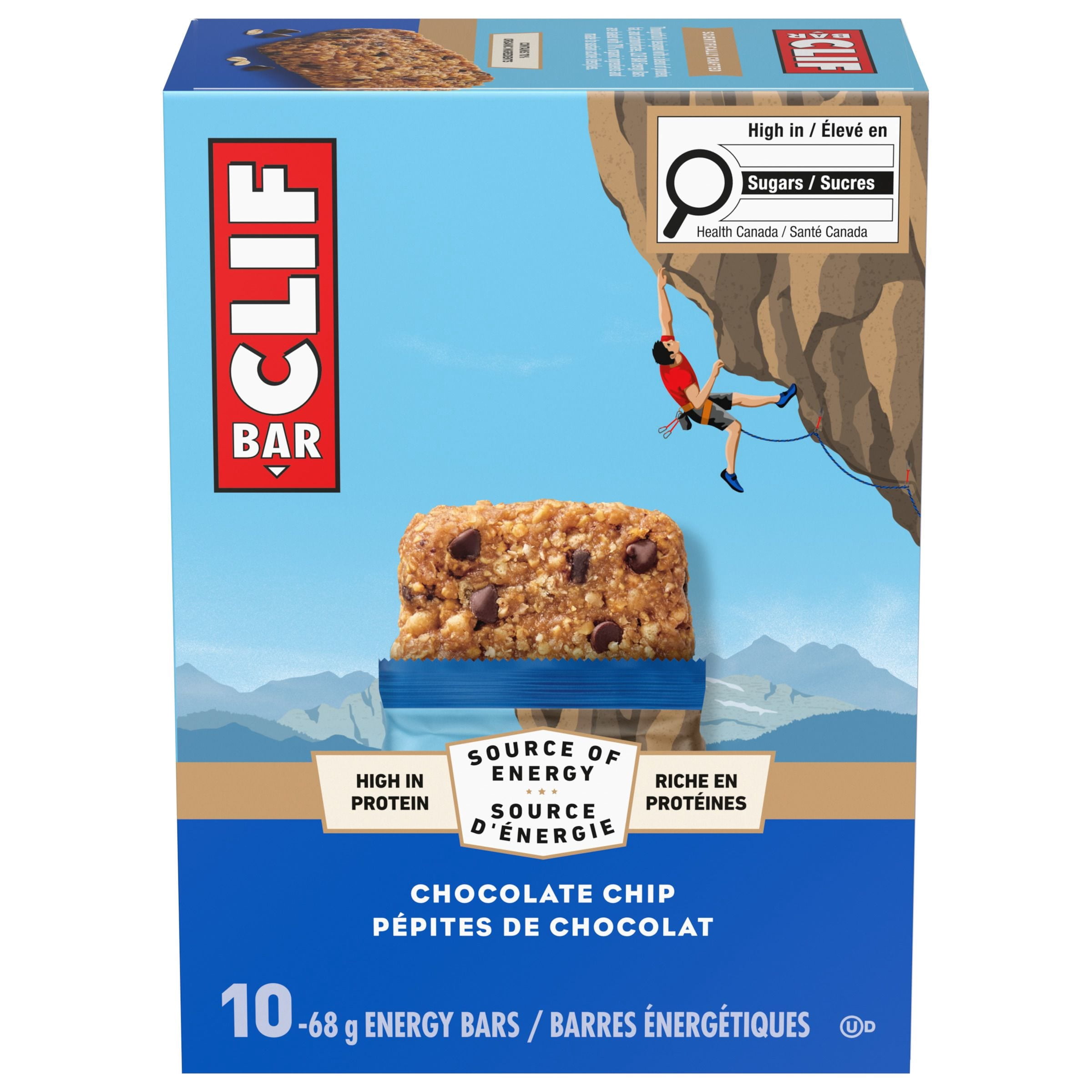 CLIF BAR Energy Bars, Chocolate Chip, Granola Bar, High in Protein, Contains 70% Organic Ingredients 10 Bars
