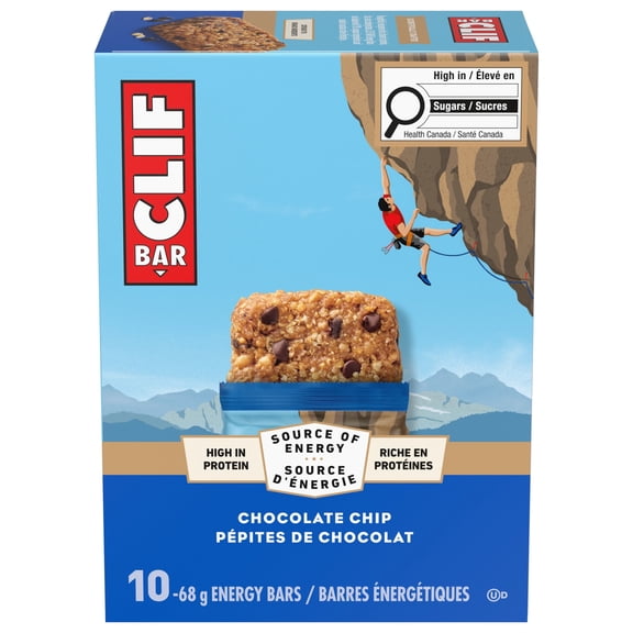 CLIF BAR Energy Bars, Chocolate Chip, Granola Bar, High in Protein, Contains 70% Organic Ingredients 10 Bars