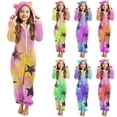 thumbnail image 1 of MKOSPLRT Girls Fleece Zip Up Jumpsuits Kids Hooded Rompers Fuzzy Onesie Warm Cute Strars Gradient Sleepwear Winter Clothes 5-15 Years, 1 of 7
