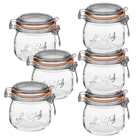 Le Parfait Super Jar, Canning Jars, 500mL French Glass Canning Jar w/Round Body, Glass Jars With Airtight Lid, Canning Jars Wide Mouth, Glass Jar w/L