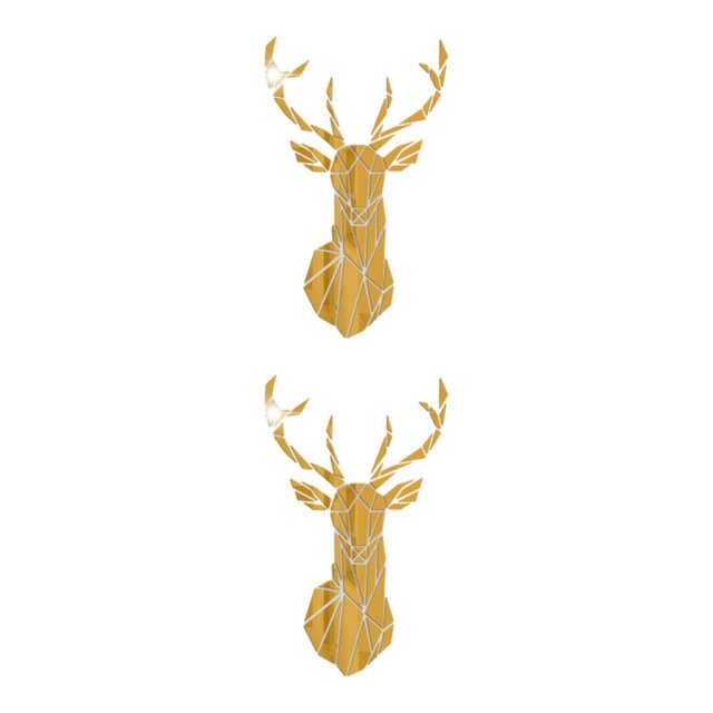 Decodeary Self Adhesive 3D Deer Head Mirror Wall Sticker For Easy Application gold L 2Set