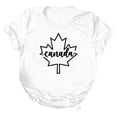 thumbnail image 4 of Povozer T-Shirts pour Femmes Canada Drapeau de la Fête du Canada Manches Courtes Feuille d'Érable T-Shirt Haut (Blanc, P), 4 of 5